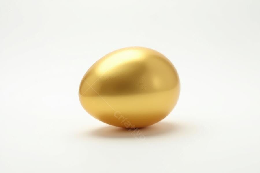 Foto Ovo Dourado Brilhante Fundo Branco Estúdio