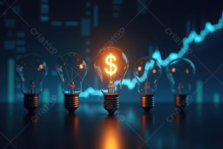 Foto Lâmpada Acesa Símbolo Dólar Ideia de Negócio Financeiro