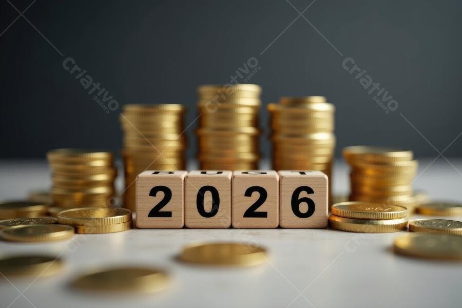Foto Moedas Empilhadas Cubos 2026 Crescimento Financeiro