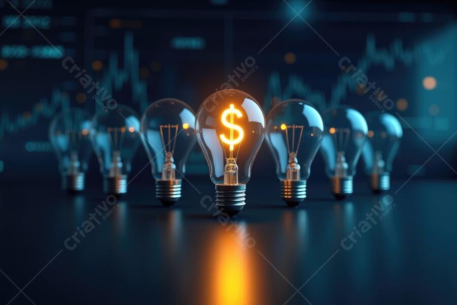 Foto Lâmpada Acesa Símbolo Dólar Ideia Negócios Financeiros
