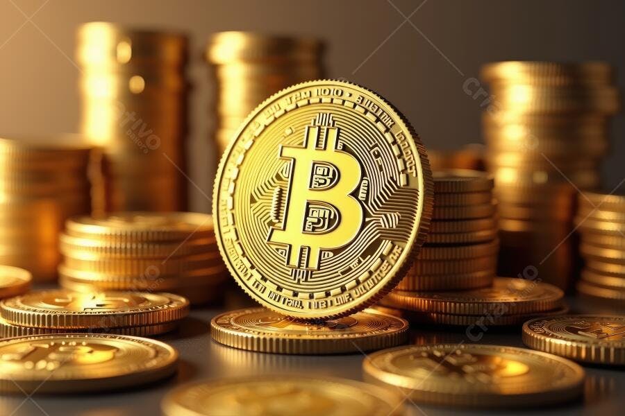 Foto Moeda Bitcoin Dourada Criptomoeda Investimento Digital