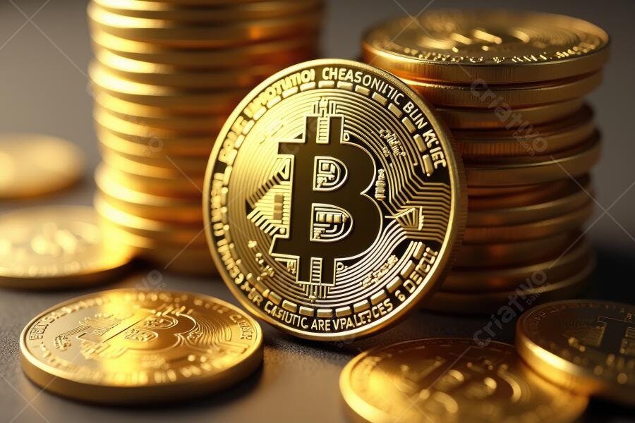 Foto Moeda Bitcoin Dourada Criptomoeda Investimento Digital