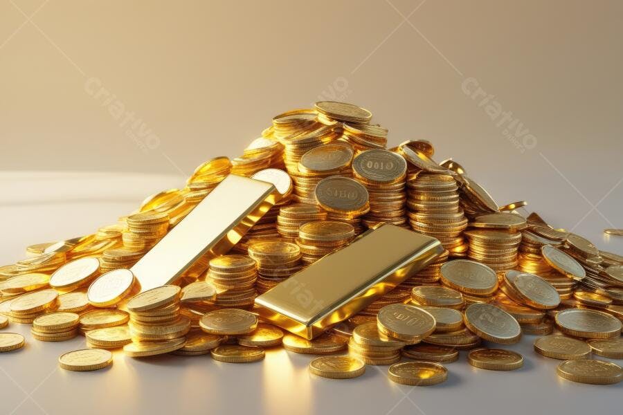 Foto Barras e Moedas de Ouro Empilhadas Riqueza Investimento
