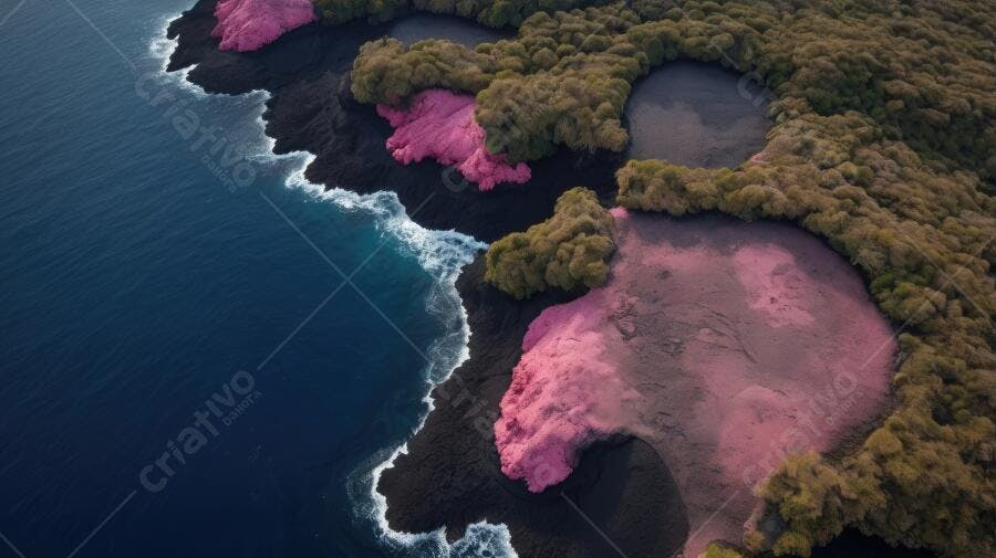 Foto Aérea Costa Vulcânica Lagoas Rosadas Floresta