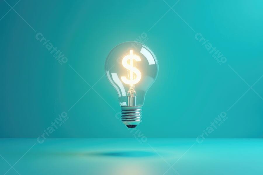 Foto Lâmpada Acesa Símbolo Dólar Ideia de Negócio Financeiro