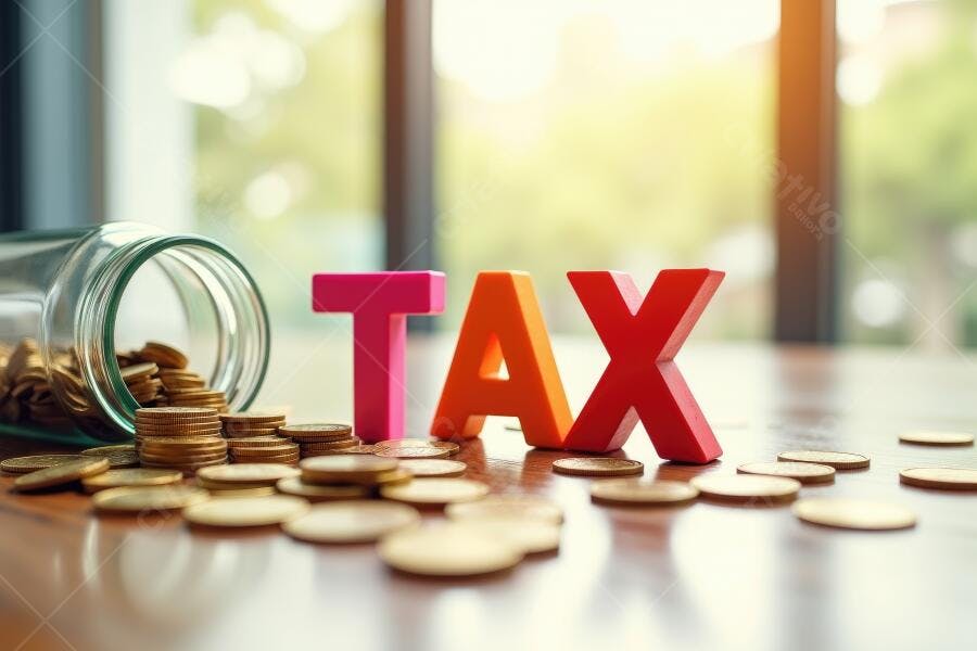 Foto Palavra TAX Moedas Dinheiro Impostos Economia