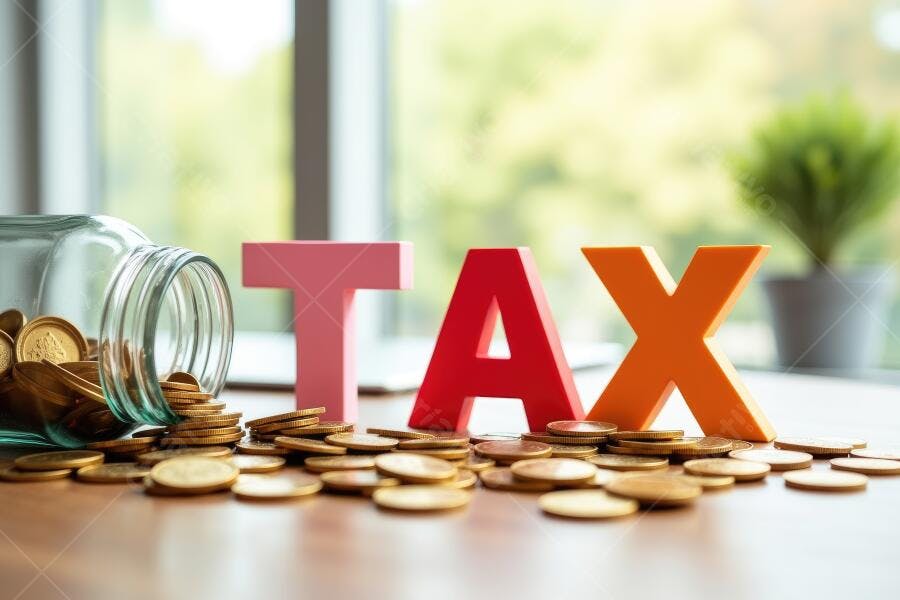 Foto Palavra TAX Moedas Dinheiro Impostos Finanças