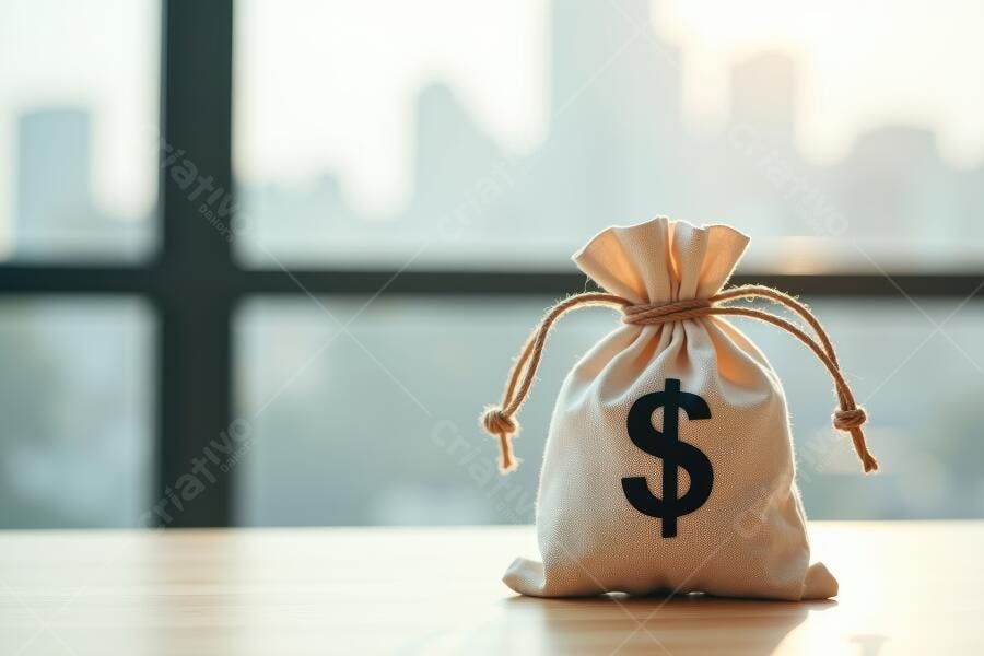 Foto Saco de Dinheiro Símbolo Dólar Fundo Desfocado Janela