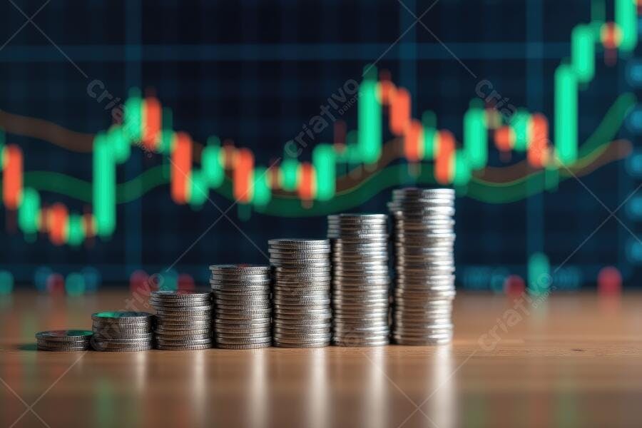 Foto Moedas Empilhadas Gráfico Financeiro Crescimento Investimento