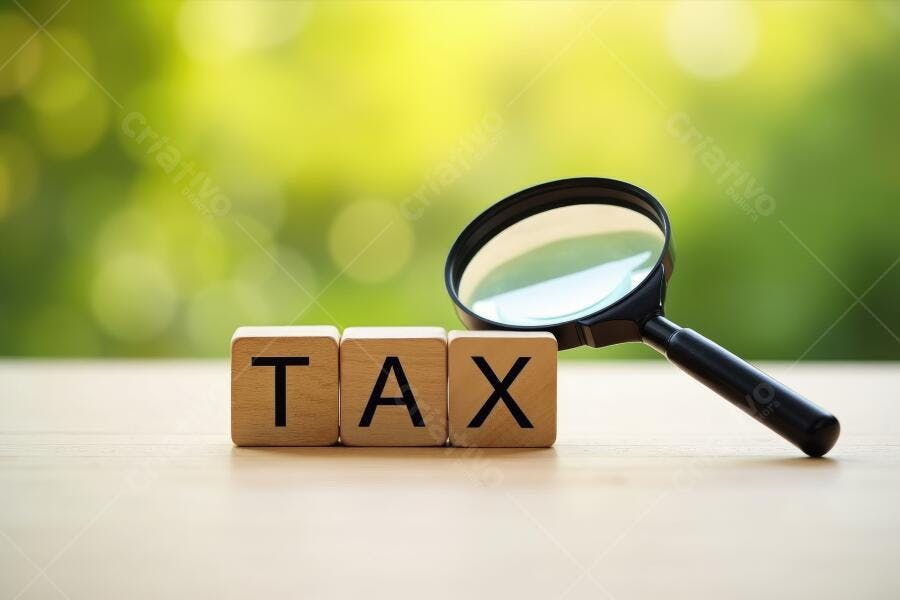 Foto Lupa e Blocos de Madeira Escrito TAX Imposto