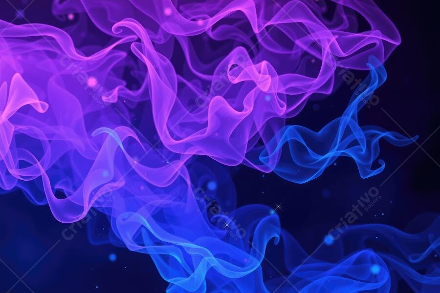 Fumaça Colorida Abstrata Neon Roxo Azul Fundo Escuro