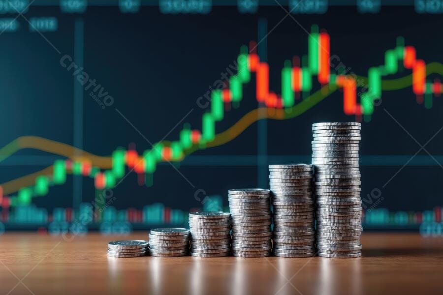 Foto Moedas Empilhadas Gráfico Financeiro Crescimento Investimento
