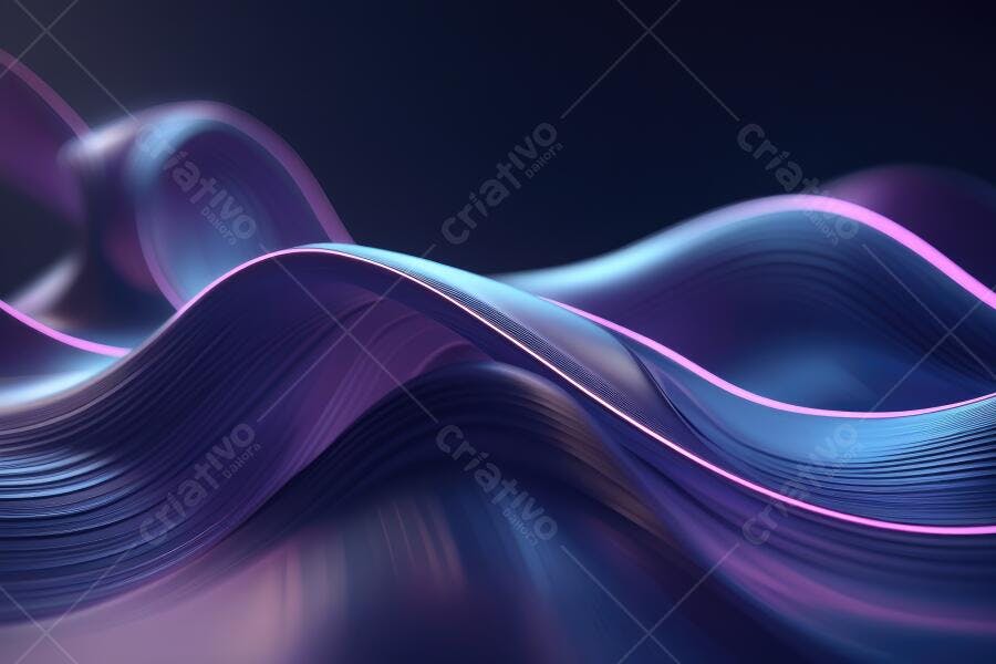 Foto Abstrata Ondas Líquidas Roxo e Azul Neon