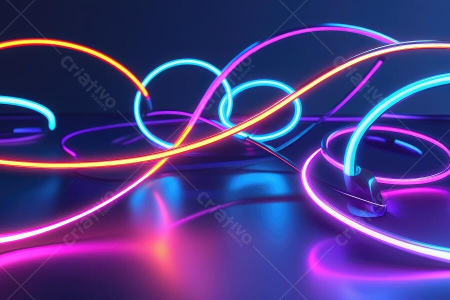 Foto Abstrata Luzes Neon Coloridas Fundo Escuro Tecnologia