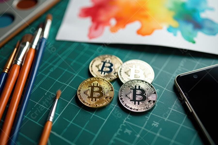 Foto Bitcoin Criptomoeda Arte Digital Design Gráfico
