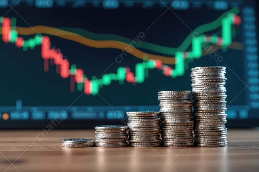 Foto Moedas Empilhadas Gráfico Financeiro Crescimento Investimento