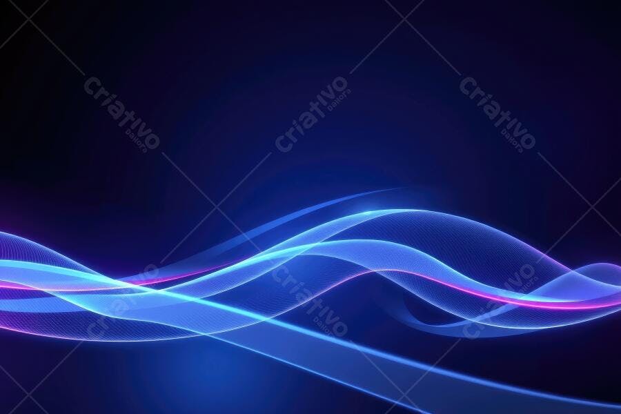 Fundo Abstrato Ondas de Luz Neon Azul Roxo