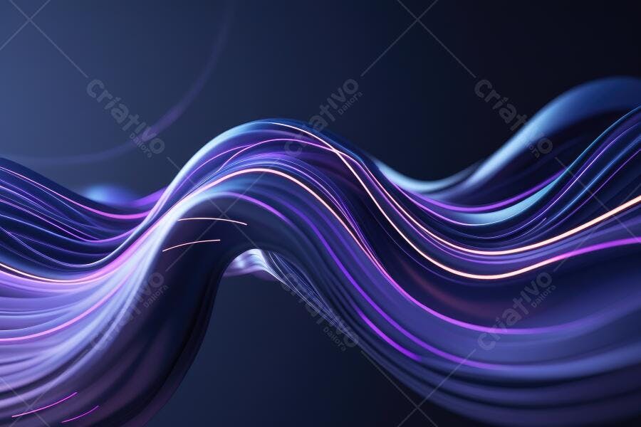 Foto Abstrata Ondas Digitais Roxas e Azuis Fundo Escuro