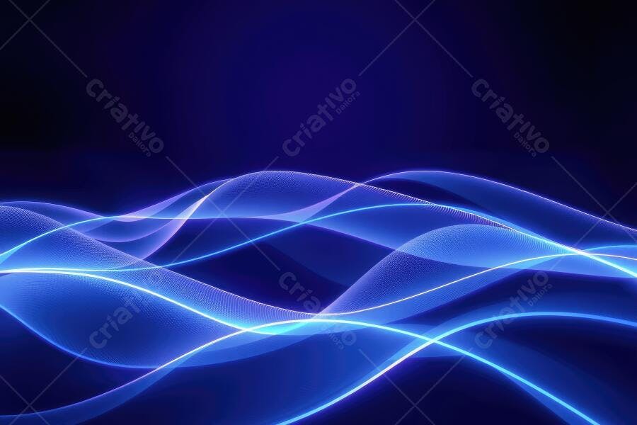 Fundo Abstrato Ondas Luz Neon Azul Escuro Tecnologia