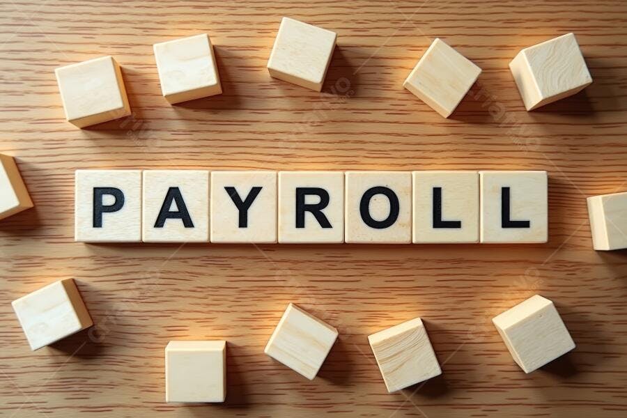 Foto Palavra Payroll Cubos de Madeira Conceito Financeiro