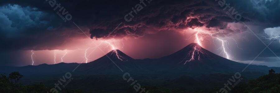 Foto Raios e Montanhas Tempestade Noturna Céu Escuro