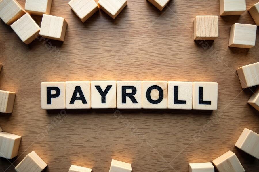 Foto Palavra Payroll Cubos de Madeira Conceito Financeiro