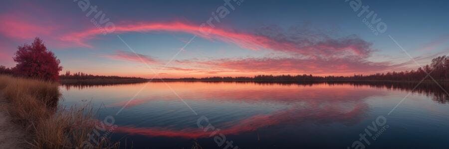 Foto Pôr do Sol Lago Céu Rosa Azul Paisagem Natural
