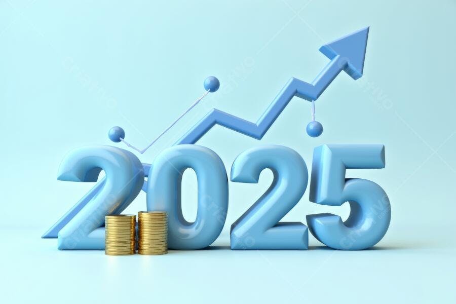 Foto 2025 Crescimento Financeiro Gráfico de Barras Moedas