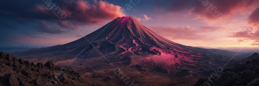 Foto Vulcão Montanha Pôr do Sol Céu Rosa Paisagem Natural