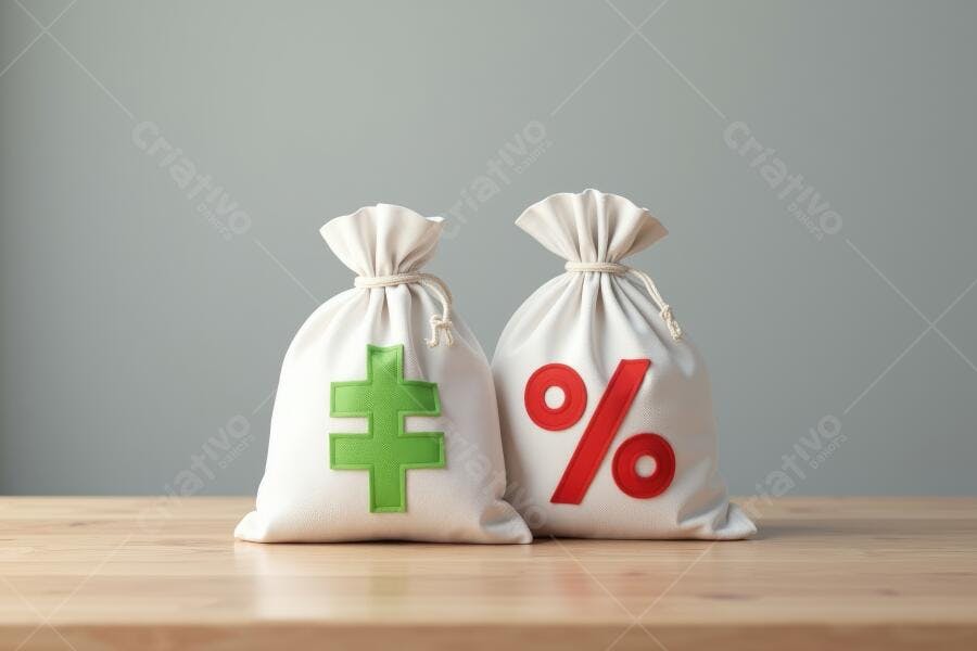 Foto Sacos Dinheiro Porcentagem Desconto Investimento