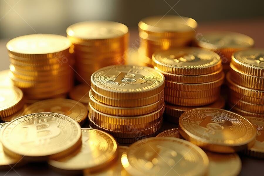 Foto Moedas Bitcoin Empilhadas Mercado Financeiro Criptomoedas