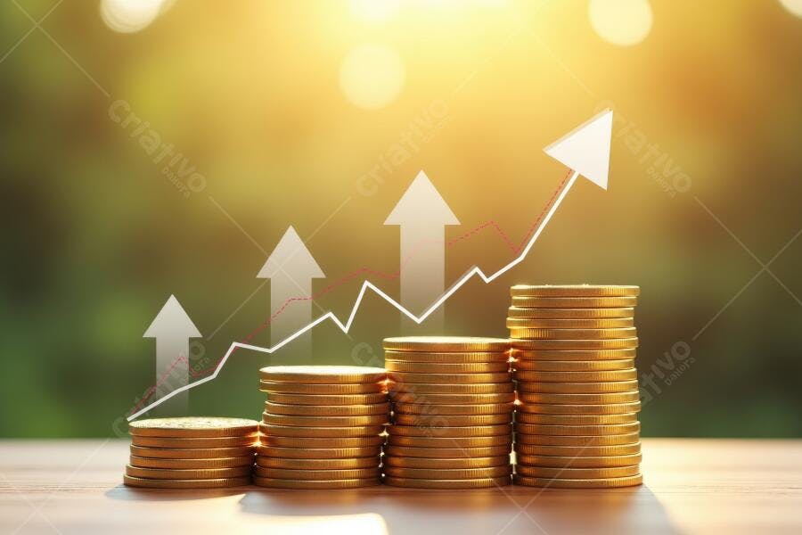 Foto Pilhas de Moedas Crescendo Gráfico de Lucro Financeiro