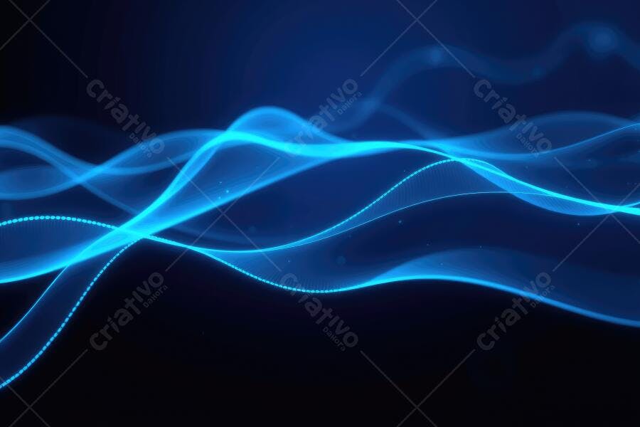Fundo Abstrato Ondas de Luz Neon Azul Digital