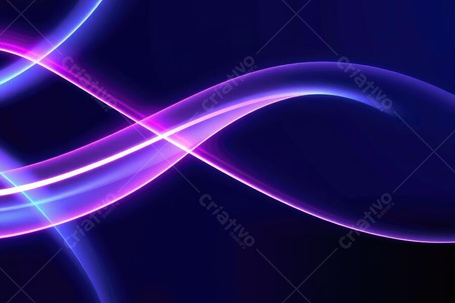 Fundo Abstrato Neon Ondas Roxas e Azuis Brilhantes