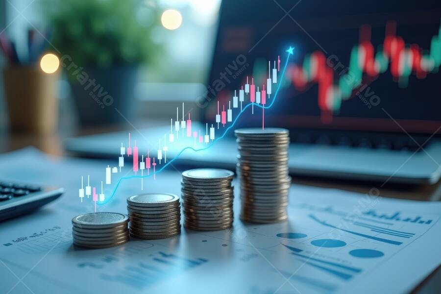 Foto Gráficos Financeiros Moedas Empilhadas Crescimento Negócios
