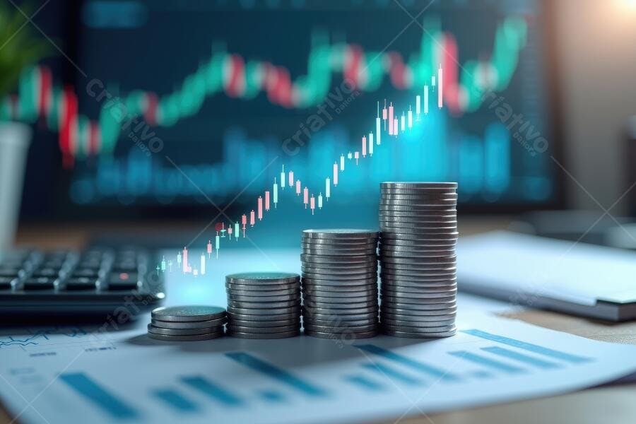 Foto Moedas Empilhadas Gráfico Financeiro Crescimento Investimento