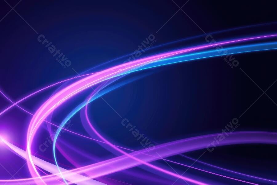 Foto Abstrata Linhas de Luz Neon Azul Roxo Escuro