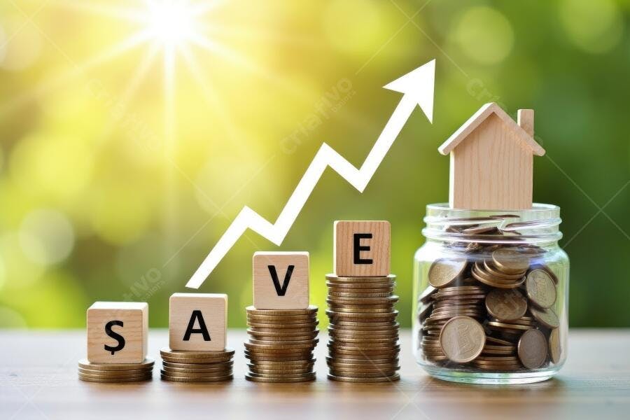 Foto Economia Crescimento Financeiro Casa Moedas Sol