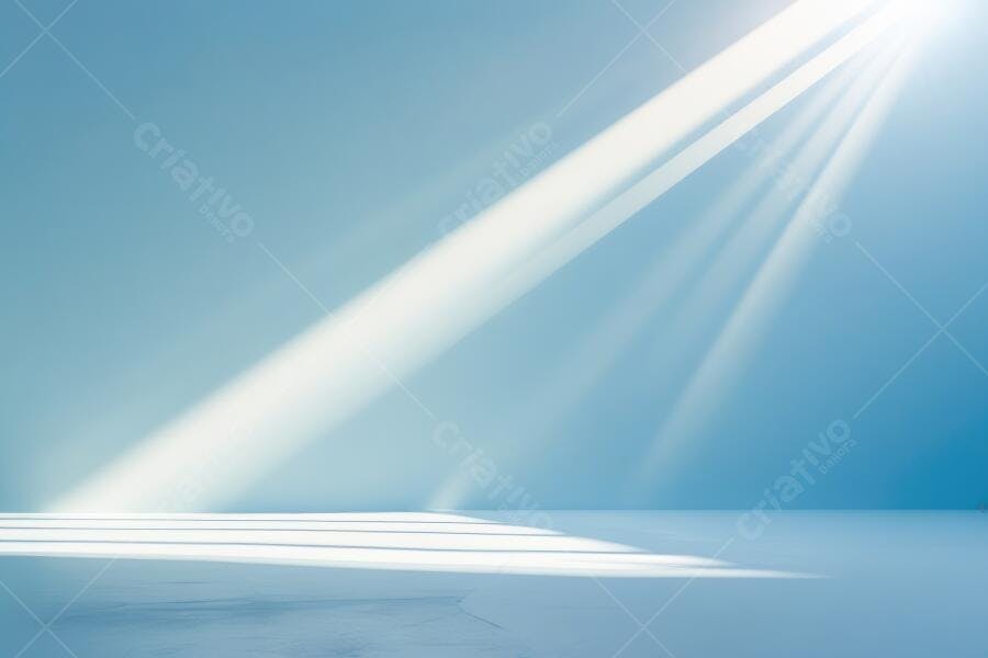 Foto Fundo Azul Claro com Raios de Luz Brilhantes Estúdio