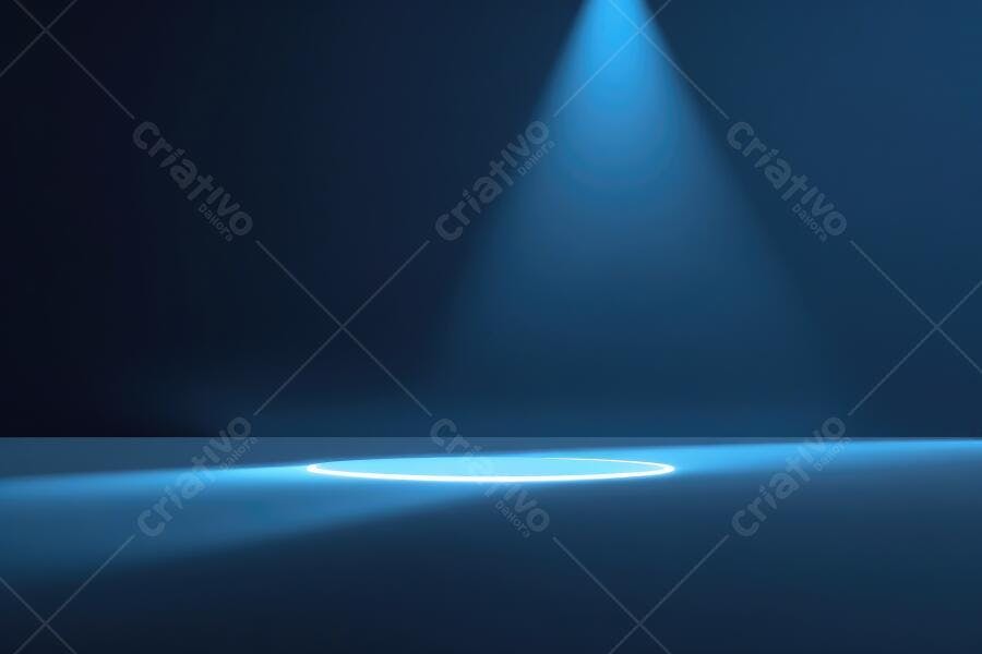 Foto Foco de Luz Azul Palco Escuro Cenário Vazio