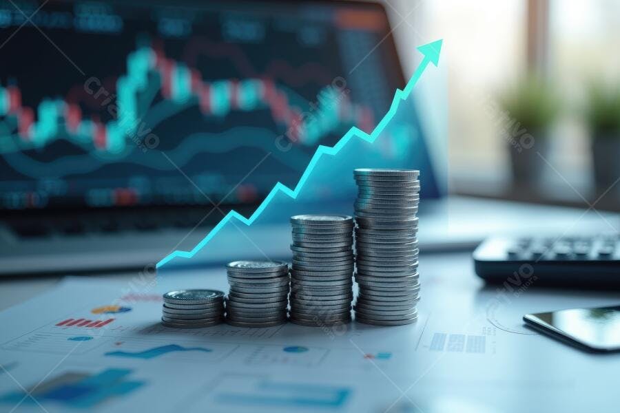 Foto Moedas Empilhadas Gráfico Crescimento Financeiro Negócios