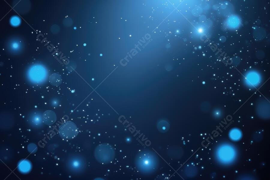 Fundo Abstrato Azul com Pontos de Luz Bokeh Brilhantes