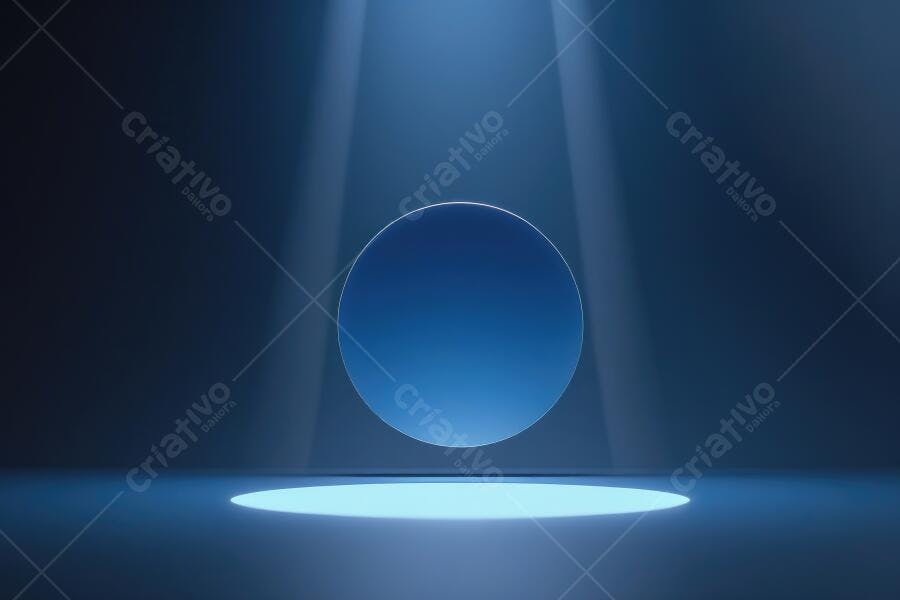 Foto Palco Azul Iluminado Holofotes Fundo Escuro