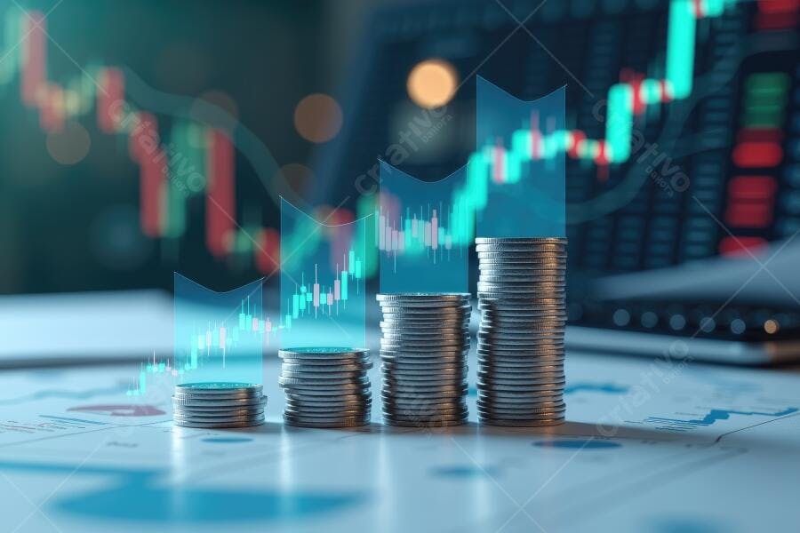 Foto Gráficos Financeiros Moedas Crescimento Investimento