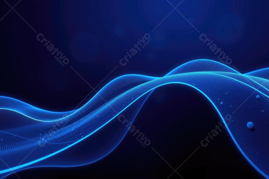 Fundo Abstrato Ondas Azuis Neon Tecnologia Digital