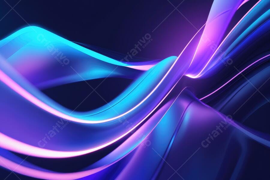 Fundo Abstrato Ondas Neon Azul Roxo Brilhante