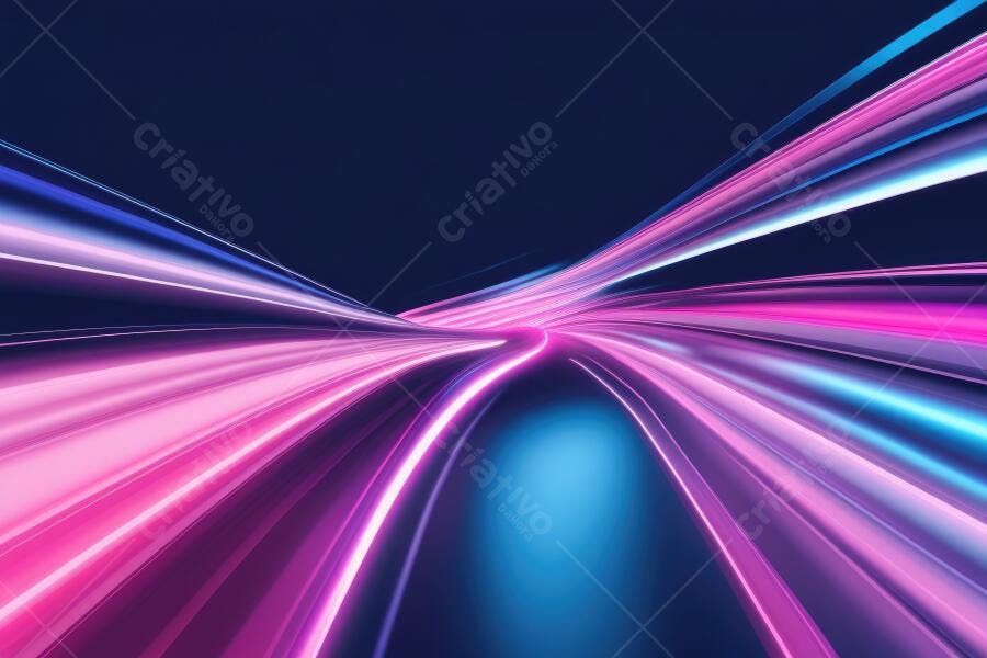 Foto Abstrata Linhas de Luz Neon Velocidade Roxo Rosa Azul