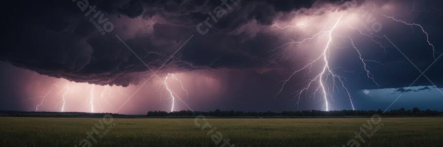 Foto Raios e Tempestade Campo Aberto Céu Escuro