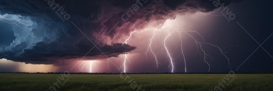 Foto Tempestade Raios Campo Aberto Céu Escuro