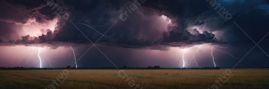 Foto Raios e Tempestade Campo Aberto Céu Escuro